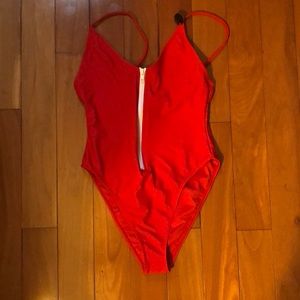 Baywatch red one piece swimsuit
